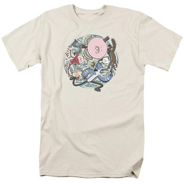 Cream men's regular fit t-shirt with Regular Show Strange Circle graphic