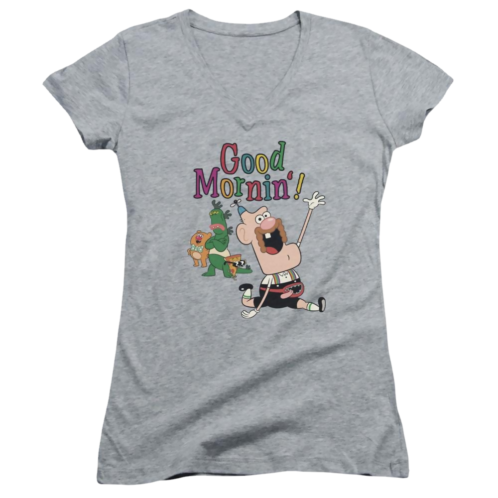 Uncle Grandpa Good Mornin Juniors V-Neck T-Shirt Juniors V-Neck T-Shirt Uncle Grandpa   