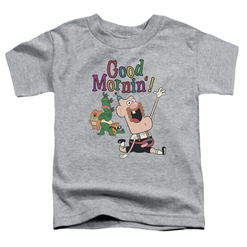 Athletic heather toddler t-shirt with Uncle Grandpa Good Mornin graphic