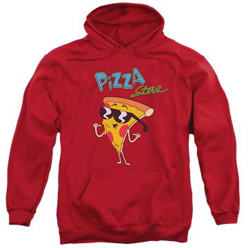 Red pullover hoodie with Uncle Grandpa Pizza Steve graphic