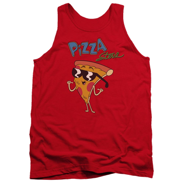 Red men's tank with Uncle Grandpa Pizza Steve graphic