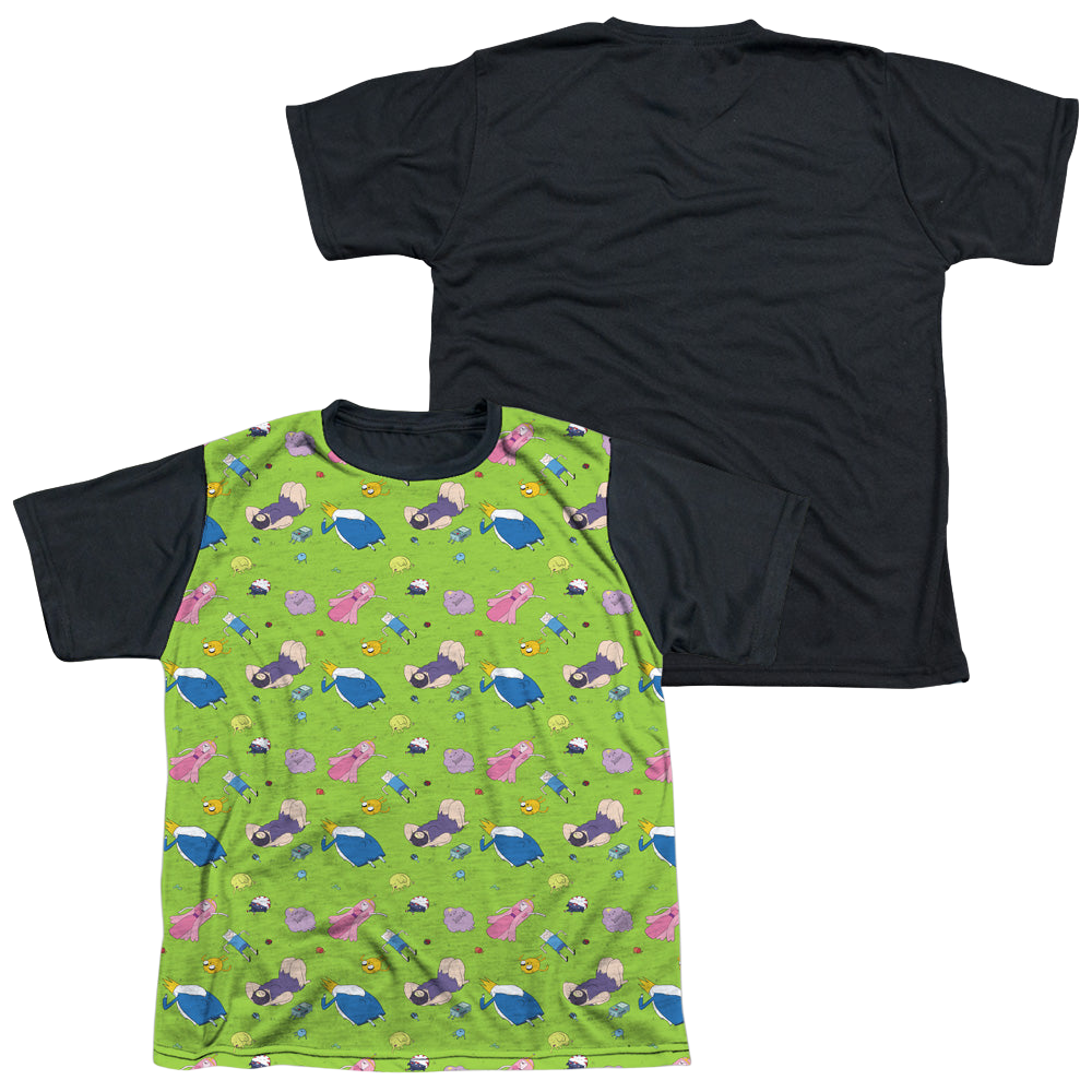 Adventure Time Green Fields - Youth Black Back T-Shirt Youth Black Back T-Shirt (Ages 8-12) Adventure Time   