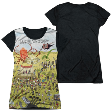 Regular Show Group Shot Juniors Black Back T-Shirt Juniors Black Back T-Shirt The Regular Show   