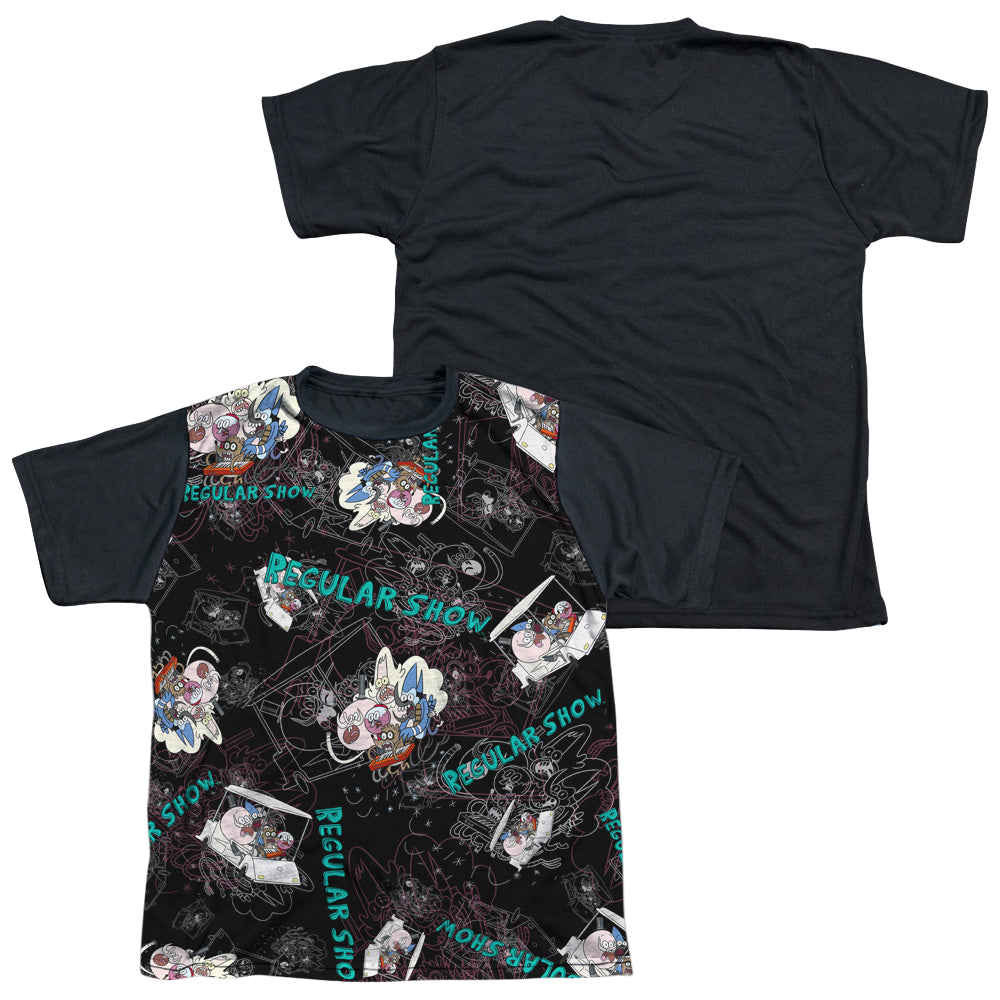 Regular Show, The Golf Cart Ride - Youth Black Back T-Shirt Youth Black Back T-Shirt (Ages 8-12) The Regular Show   