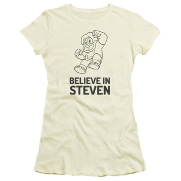 Cream juniors t-shirt with Steven Universe Believe In Steven graphic