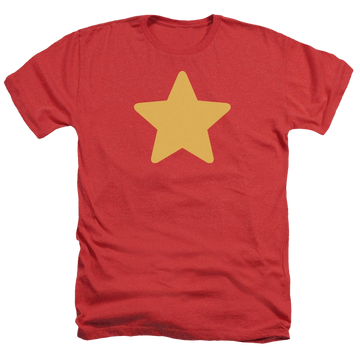 Red men's heather t-shirt with Steven Universe Star graphic