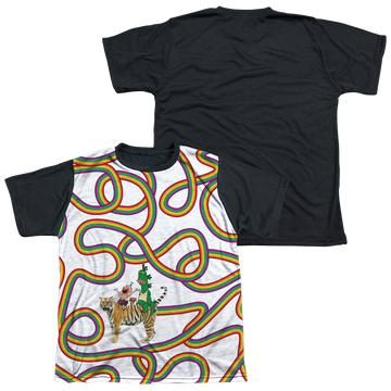Uncle Grandpa Rainbows youth black back t-shirt for ages 8 to 12