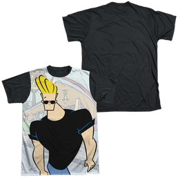 Johnny Bravo Hanging Out Men's Black Back T-Shirt Men's Black Back T-Shirt Johnny Bravo   