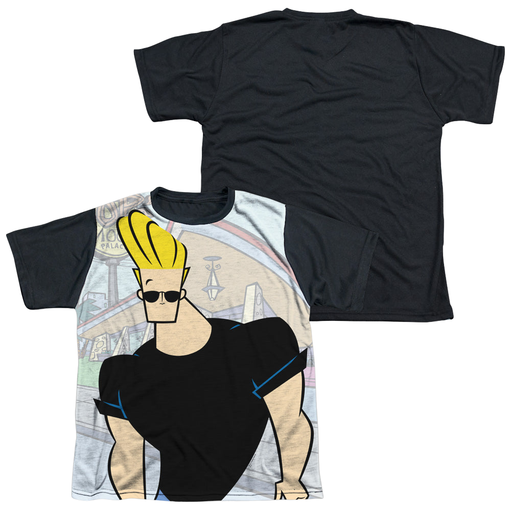 Johnny Bravo Hanging Out - Youth Black Back T-Shirt Youth Black Back T-Shirt (Ages 8-12) Johnny Bravo   