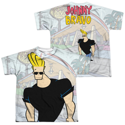 Johnny Bravo Hanging Out (Front/Back Print) - Youth All-Over Print T-Shirt Youth All-Over Print T-Shirt (Ages 8-12) Johnny Bravo   