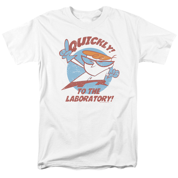 White men's regular fit t-shirt with Dexter's Laboratory Quickly graphic