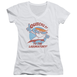 Dexter's Laboratory Quickly - Juniors V-Neck T-Shirt Juniors V-Neck T-Shirt Dexter's Laboratory   