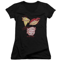 Ed, Edd n Eddy Three Heads - Juniors V-Neck T-Shirt Juniors V-Neck T-Shirt Ed, Edd n Eddy   