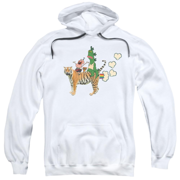 White pullover hoodie with Uncle Grandpa Fart Hearts graphic