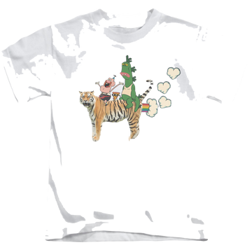 White kid's t-shirt for ages 4 to 7 with Uncle Grandpa Fart Hearts graphic