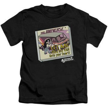 Black kid's t-shirt for ages 4 to 7 with Steven Universe Mr. Universe graphic