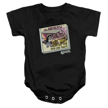 Black baby bodysuit with Steven Universe Mr. Universe graphic