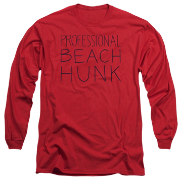 Red men's long sleeve t-shirt with Steven Universe Beach Hunk graphic