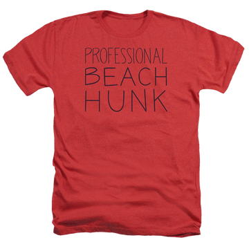 Red men's heather t-shirt with Steven Universe Beach Hunk graphic