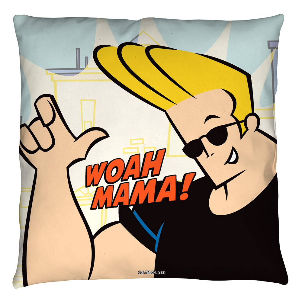 Johnny Bravo Woah Mama Throw Pillow Throw Pillows Johnny Bravo   