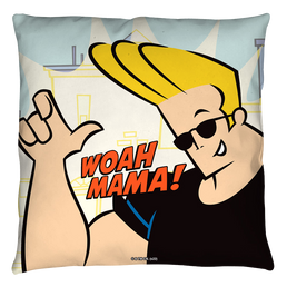 Johnny Bravo Woah Mama Throw Pillow Throw Pillows Johnny Bravo   