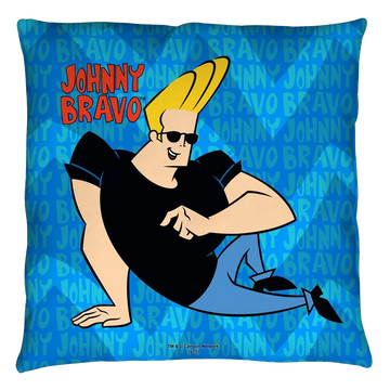 Johnny Bravo Logo Repeat throw pillow