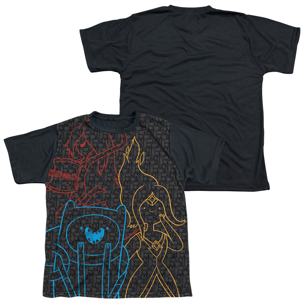 Adventure Time Adventure Trio - Youth Black Back T-Shirt Youth Black Back T-Shirt (Ages 8-12) Adventure Time   