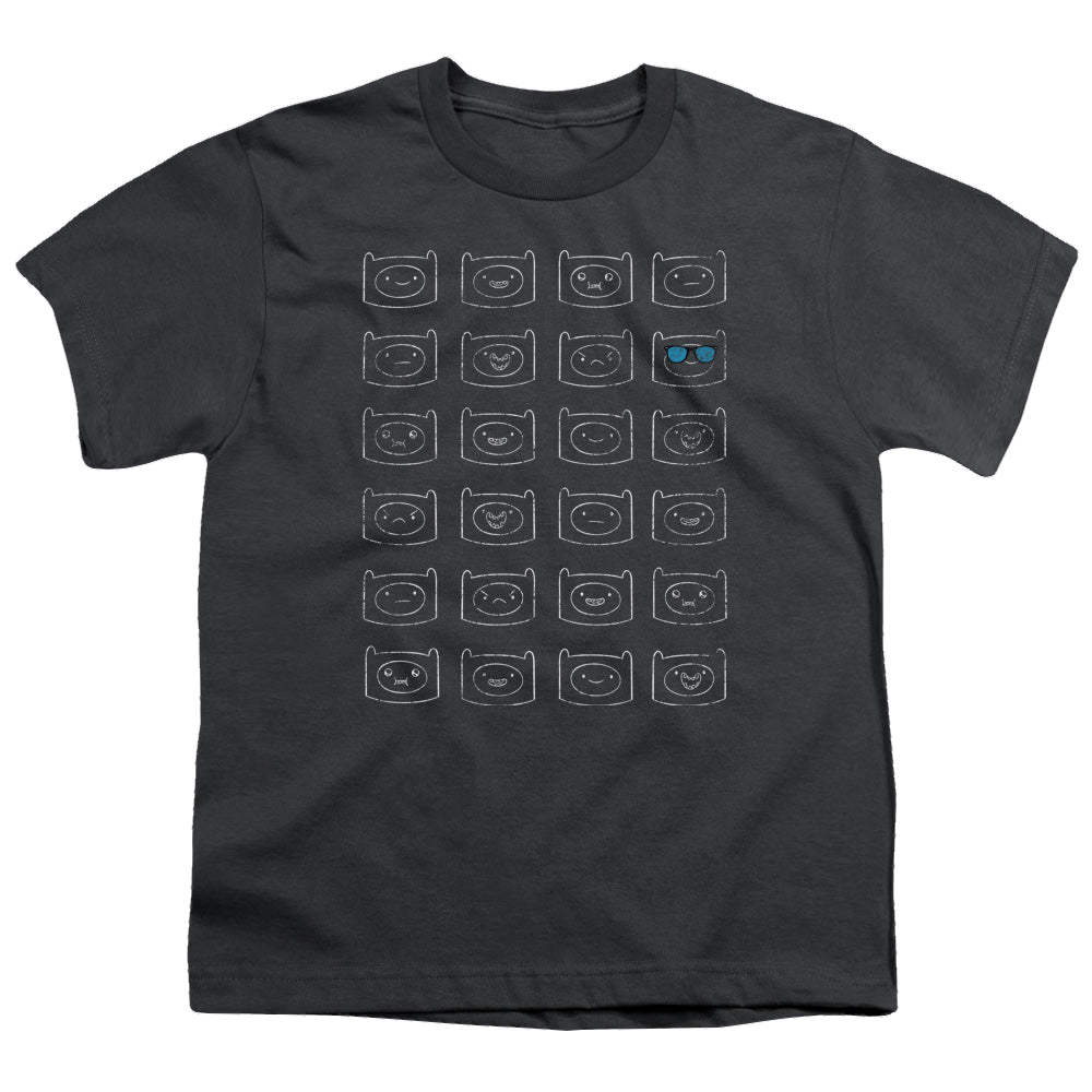 Adventure Time Finn Faces - Youth T-Shirt Youth T-Shirt (Ages 8-12) Adventure Time   