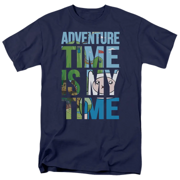 Navy men's regular fit t-shirt with Adventure Time My Time graphic