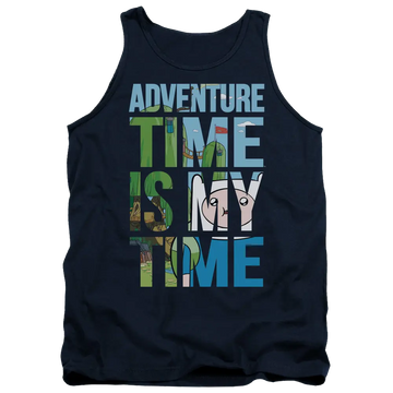Navy men's tank with Adventure Time My Time graphic