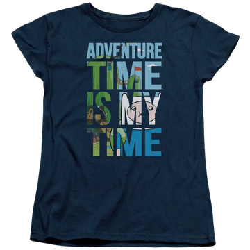 Navy women's t-shirt with Adventure Time My Time graphic
