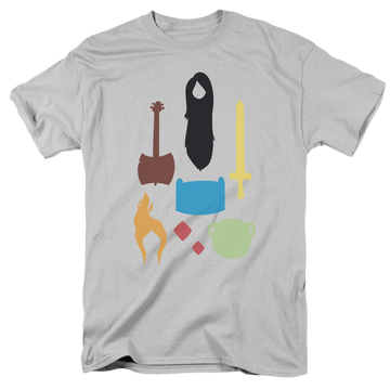 Silver men's regular fit t-shirt with Adventure Time ICONS graphic