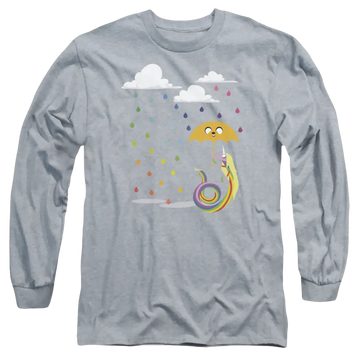 Athletic heather men's long sleeve t-shirt with Adventure Time Lady In The Rain graphic