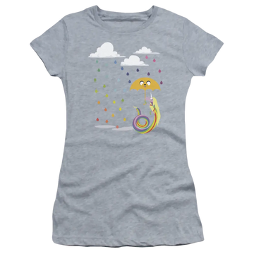 Athletic heather juniors t-shirt with Adventure Time Lady In The Rain graphic