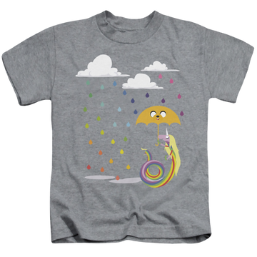 Athletic heather kid's t-shirt for ages 4 to 7 with Adventure Time Lady In The Rain graphic