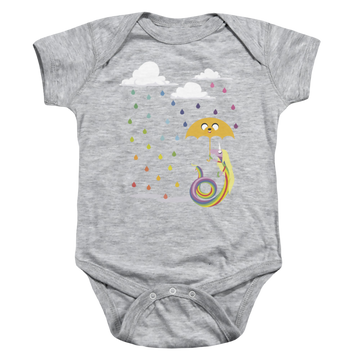 Athletic heather baby bodysuit with Adventure Time Lady In The Rain graphic