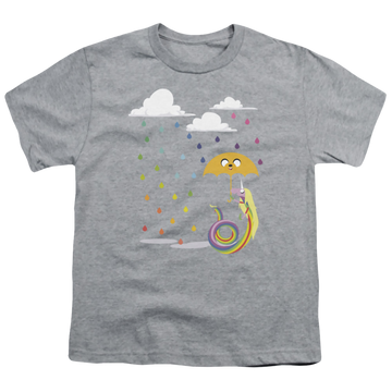 Athletic heather youth t-shirt for ages 8 to 12 with Adventure Time Lady In The Rain graphic