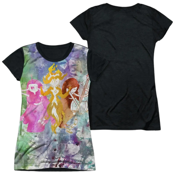 Adventure Time Three Ladies juniors black back t-shirt