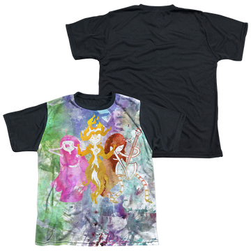 Adventure Time Three Ladies youth black back t-shirt for ages 8 to 12