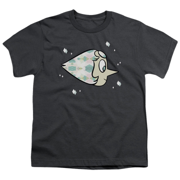 Charcoal youth t-shirt for ages 8 to 12 with Steven Universe Pearl graphic