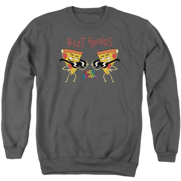 Charcoal men's crewneck sweatshirt with Uncle Grandpa Bezt Frends graphic