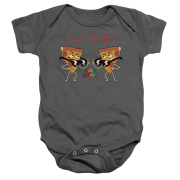 Charcoal baby bodysuit with Uncle Grandpa Bezt Frends graphic