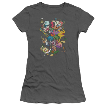 Charcoal juniors t-shirt with Uncle Grandpa Inside The Rv graphic