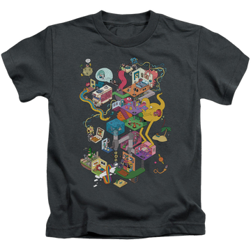 Charcoal kid's t-shirt for ages 4 to 7 with Uncle Grandpa Inside The Rv graphic
