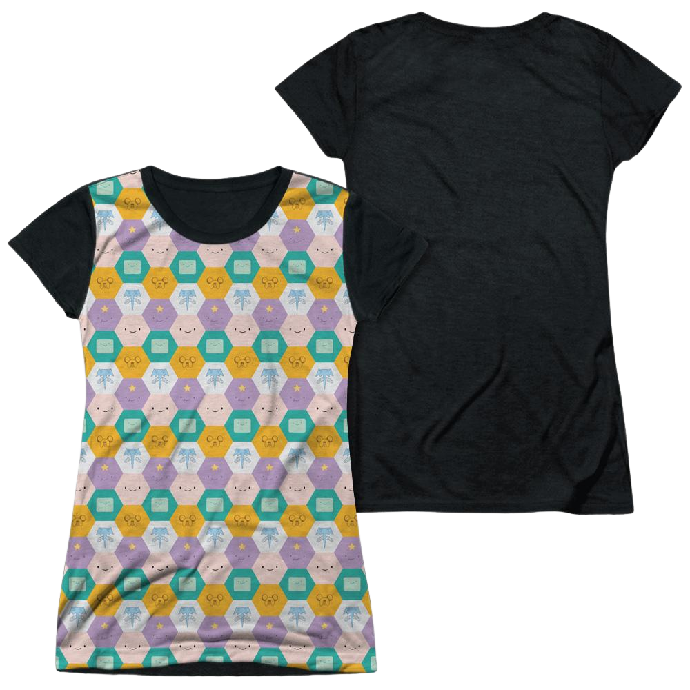 Adventure Time Hexagon Pattern - Juniors Black Back T-Shirt Juniors Black Back T-Shirt Adventure Time   