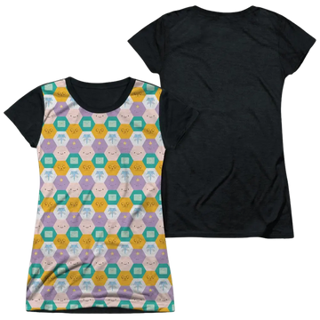 Adventure Time Hexagon Pattern - Juniors Black Back T-Shirt Adventure Time