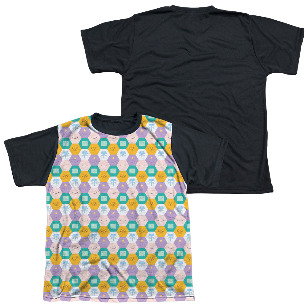 Adventure Time Hexagon Pattern - Youth Black Back T-Shirt Youth Black Back T-Shirt (Ages 8-12) Adventure Time   