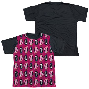 Adventure Time Allover Diamonds youth black back t-shirt for ages 8 to 12