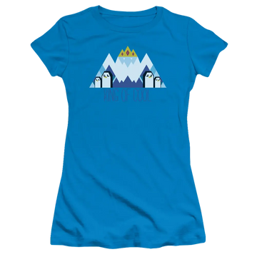 Turquoise juniors t-shirt with Adventure Time Ice King Geo graphic