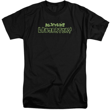 Black men's tall fit t-shirt with Dexter's Laboratory Dexters Logo graphic